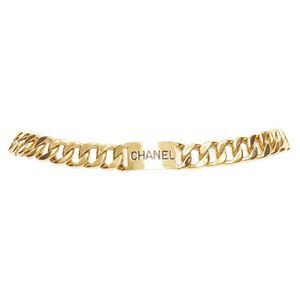 Chanel gold plated logo chain necklace